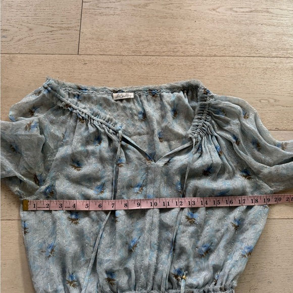 LoveShackFancy Popover Floral Silk Mini Dress metallic Size M - Picture 7 of 7